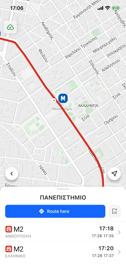 Urbaneel app: Panepistimio station on metro line M2